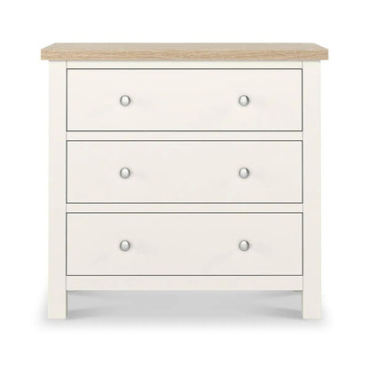 ROS-OUT-00558 Grade-C1 Roseland Furniture Farro Coconut White & Oak 3 Drawer Chest RRP £219.95