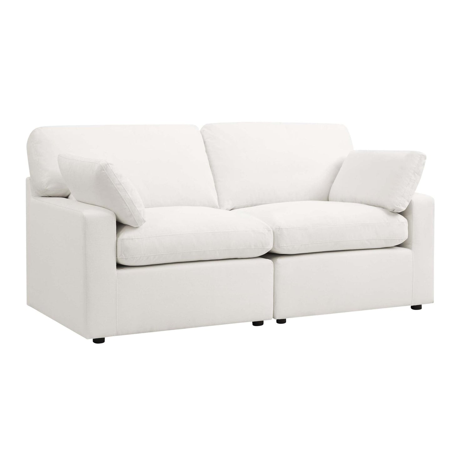 DUS-CC2-02428 Grade-C2 Dusk Cairo Feather 2 Seater Sofa + Pouffe - Vanilla RRP £960.00