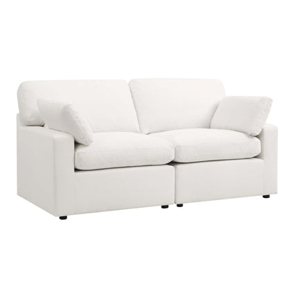 DUS-CC2-02428 Grade-C2 Dusk Cairo Feather 2 Seater Sofa + Pouffe - Vanilla RRP £960.00