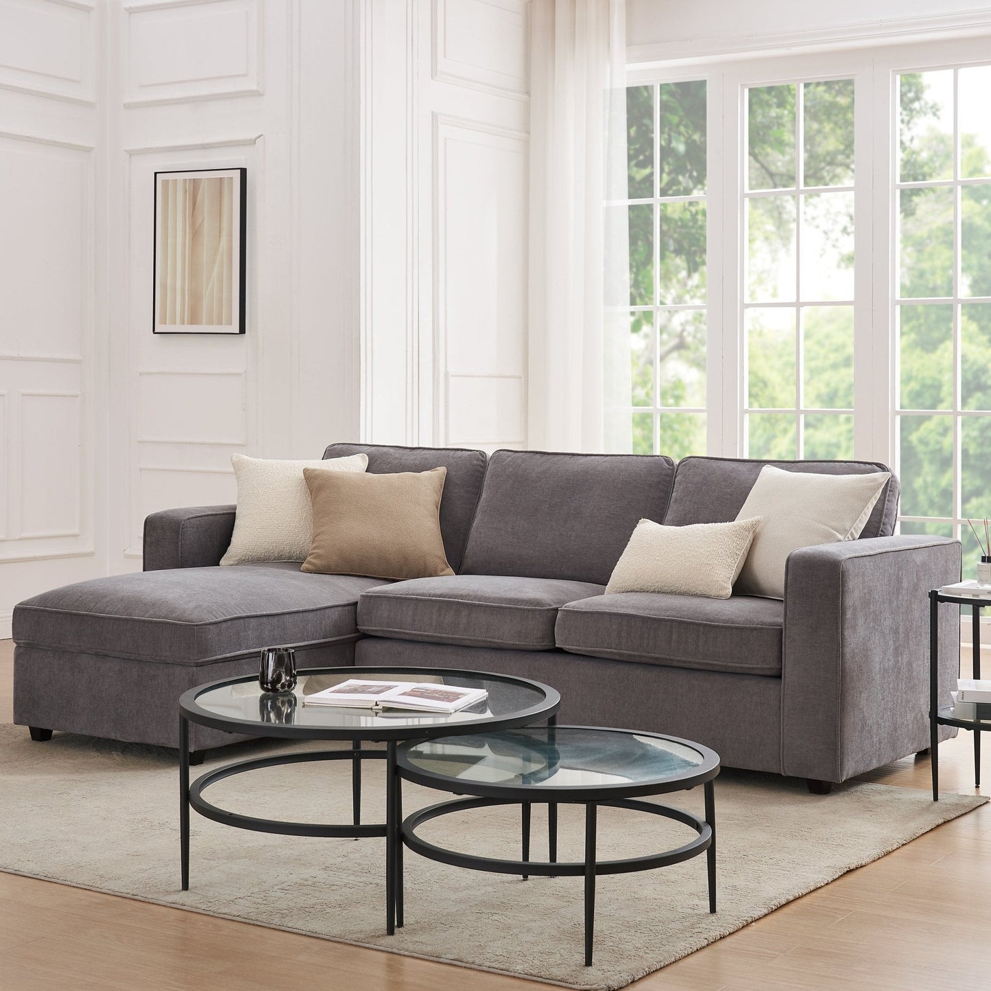 DUS-GOL-09102 Grade-BER Dusk Soho Left Hand Storage Chaise Sofa - Grey RRP £859