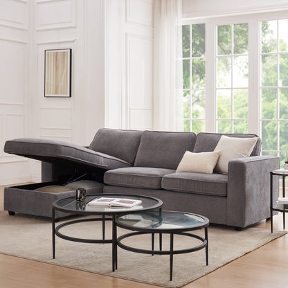 DUS-GOL-09102 Grade-BER Dusk Soho Left Hand Storage Chaise Sofa - Grey RRP £859