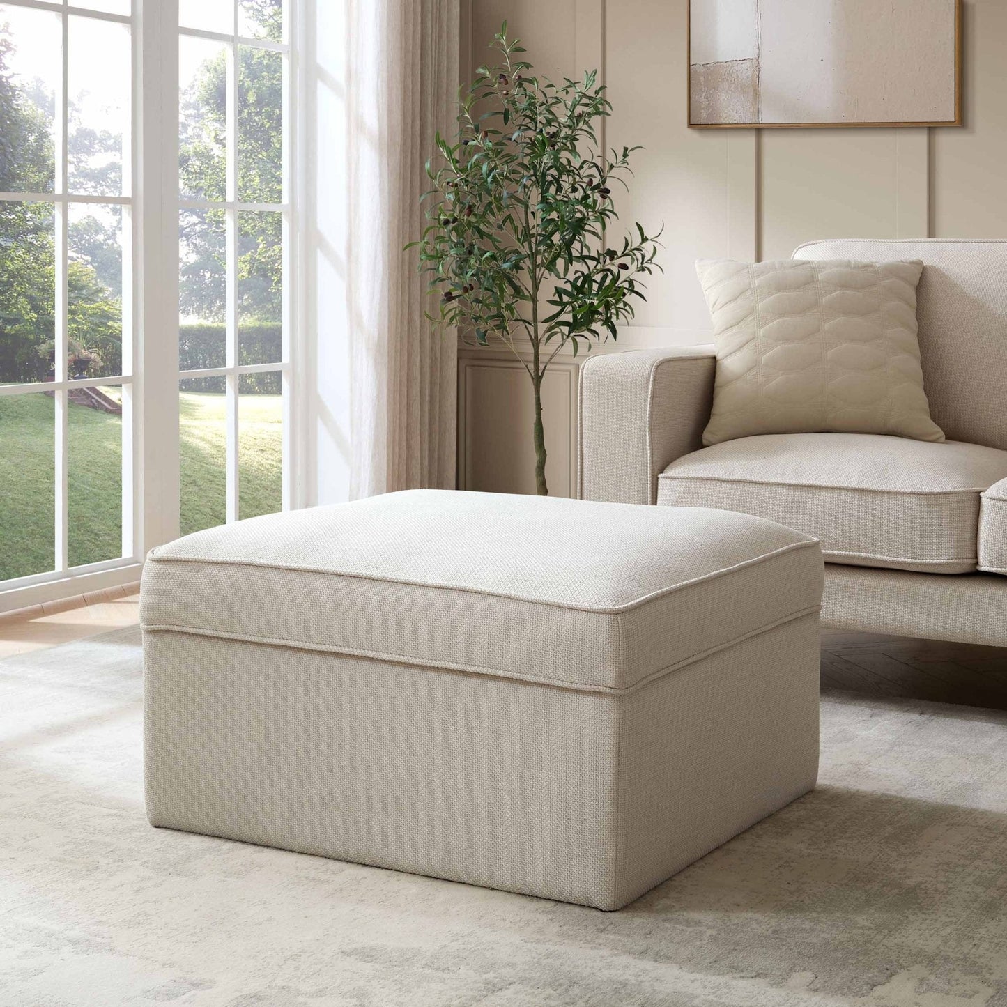 DUS-CC2-04405 Grade-B Dusk Soho Ottoman Storage Pouffe - Beige RRP £199.00