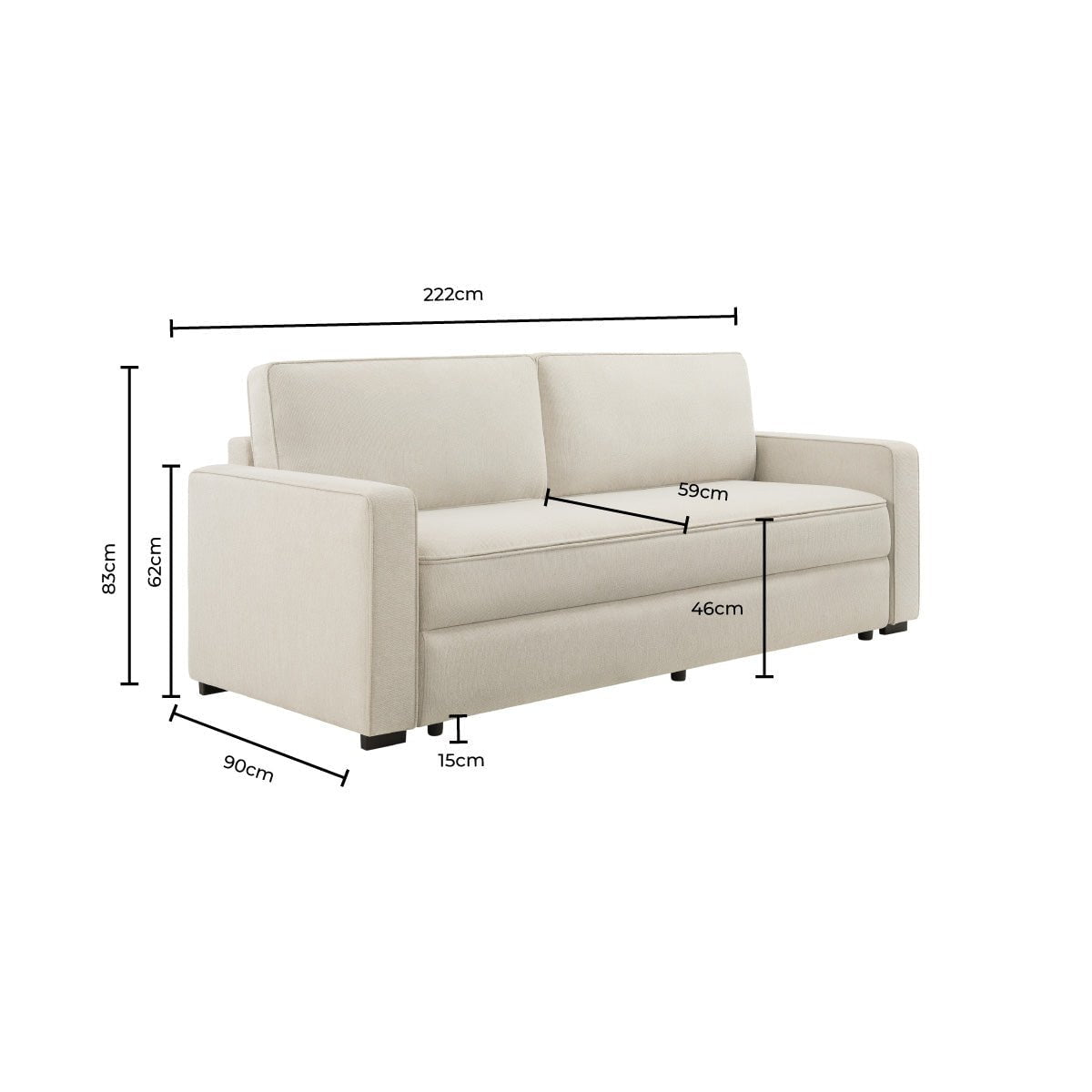 DUS-CC2-03140 Grade-BER Dusk Soho Sofa Bed - Natural RRP £799.00