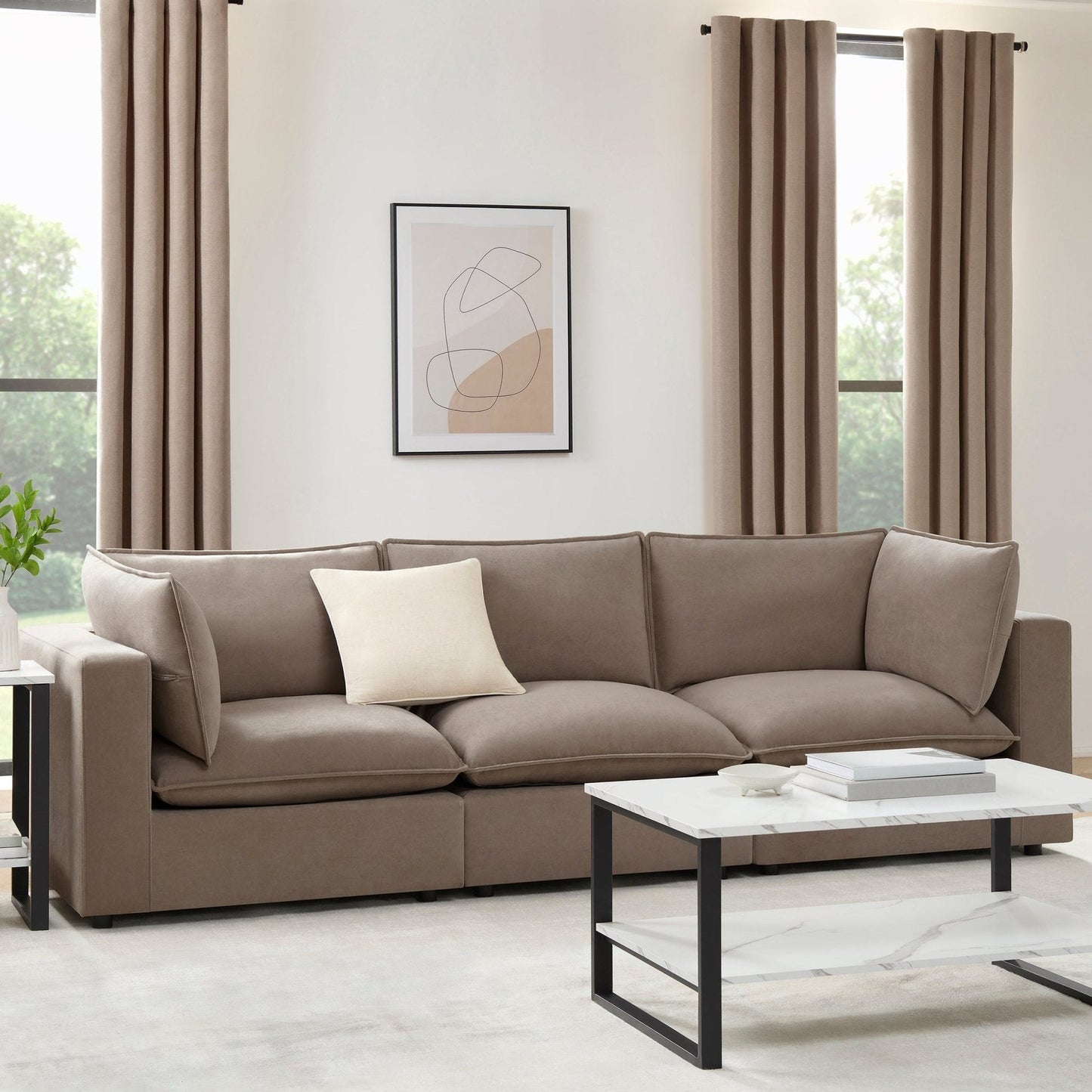 DUS-APM-49964 Grade-BER-DOA Dusk Boston 3 Seater Sofa - Sand RRP £962