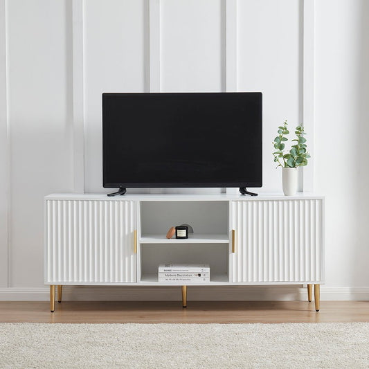 Dusk Evie Matte Warm White & Gold Effect TV Stand