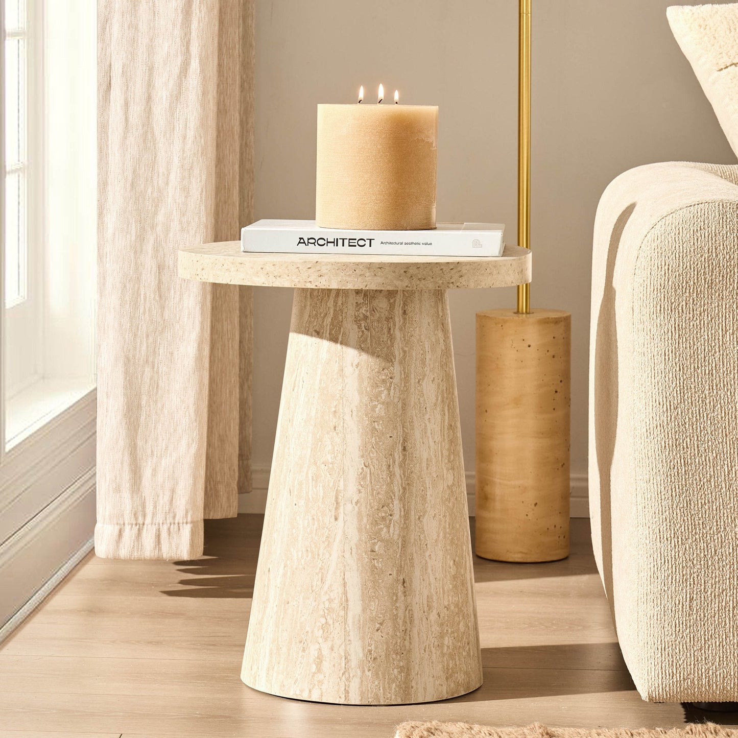 DUS-CC2-04327 Grade-B Dusk Talia Side Table - Stone Marble Effect RRP £75.00