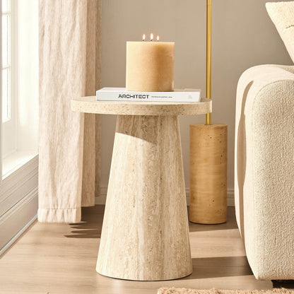 DUS-CC2-04327 Grade-B Dusk Talia Side Table - Stone Marble Effect RRP £75.00