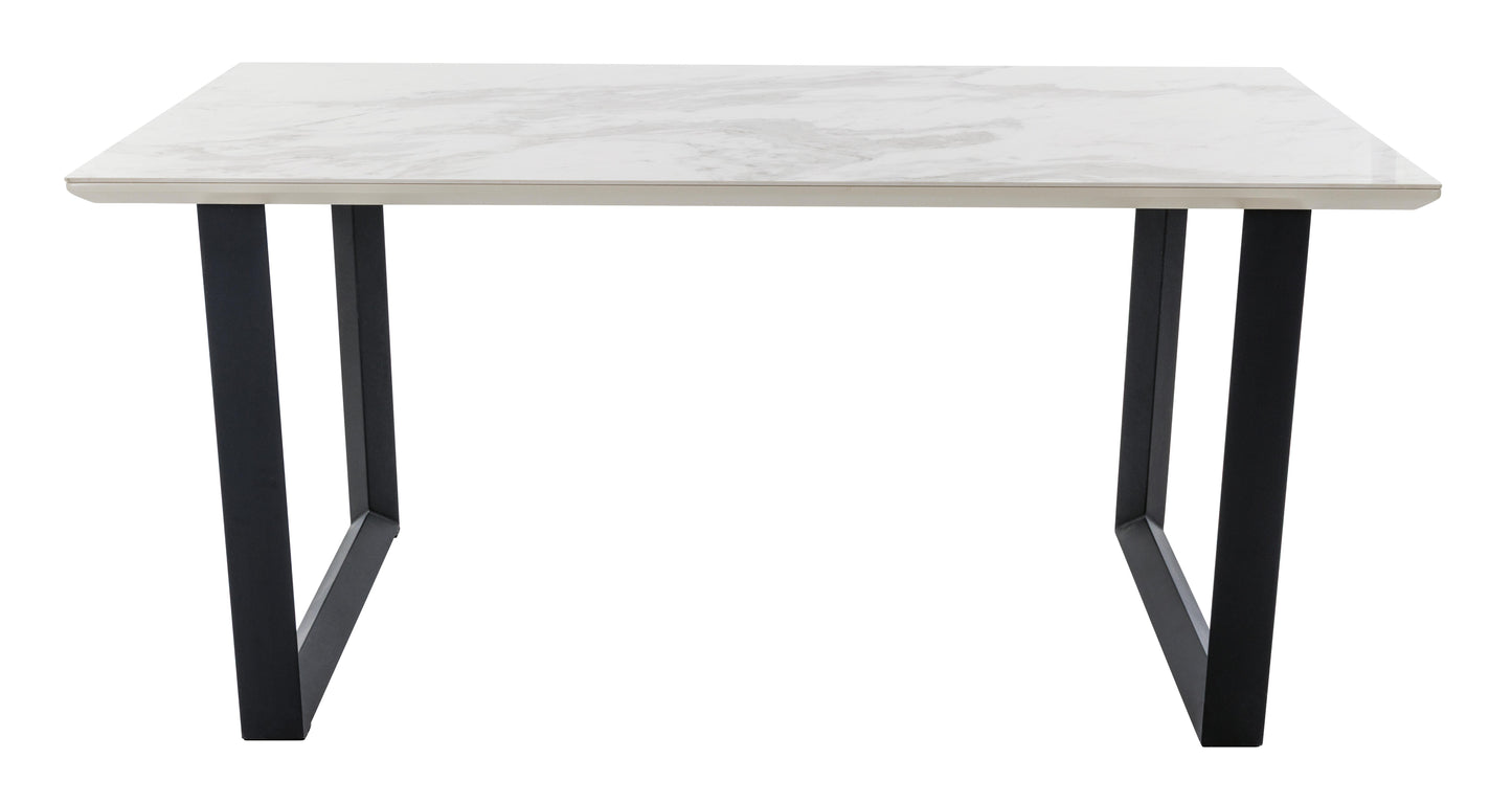 DFS-HO2-05926 Grade-BER DFS Teno Marble Ceramic 4 Seater Dining Table Teno White White RRP £249