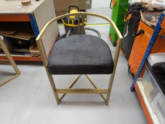 ROO-APM-00073 Grade-BER-DOA Roobba Lucia Bar Stool in Black Velour and Gold Metal RRP £518