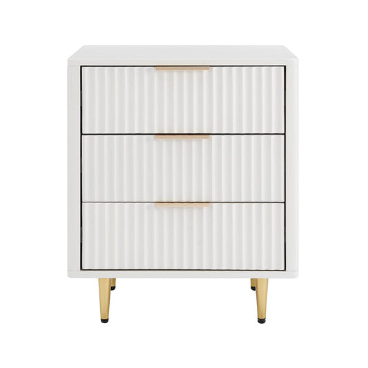 DUS-APM-06155 Grade-C0 Dusk Gracie 3 Drawer Bedside Table - White/Gold RRP £159