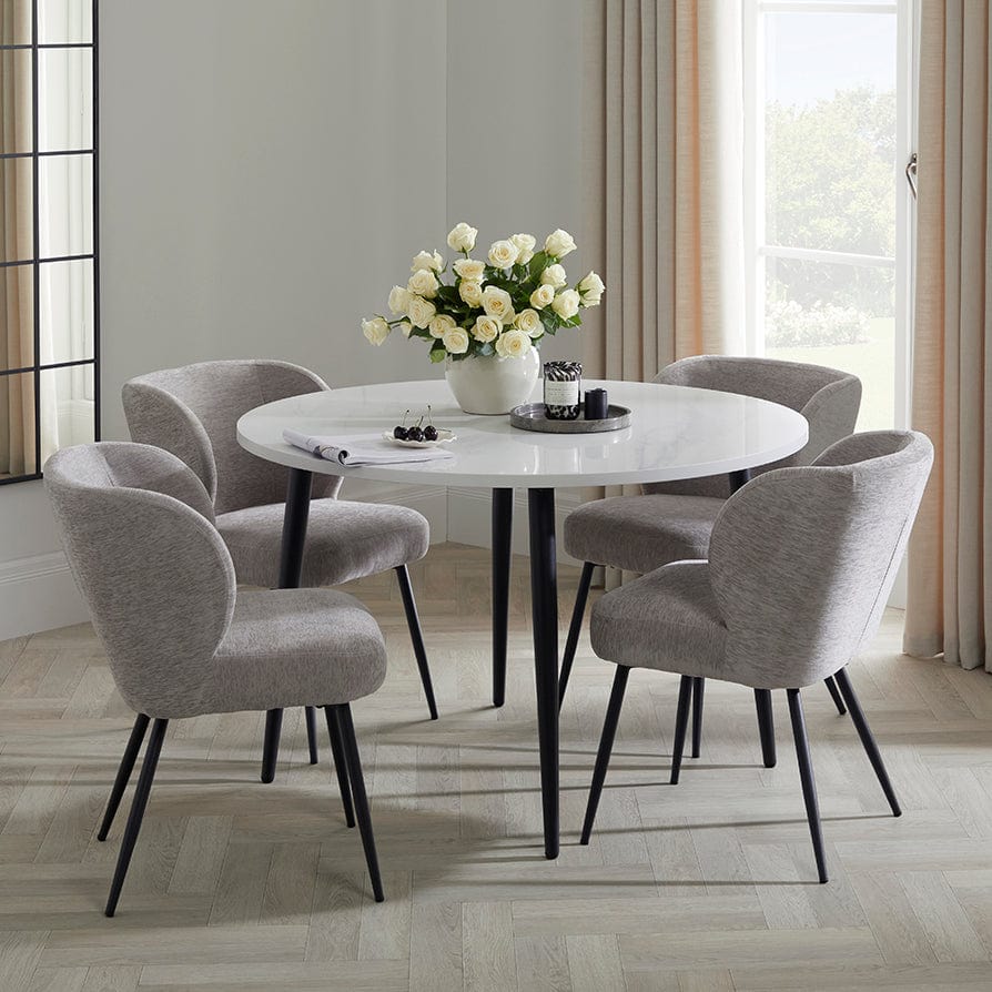 Lot of 7 x Dusk Lila Marble Effect 90cm 2-3 Seater Dining Table in White (ref DUS-APM-MRTW01-B) Total RRP £2443