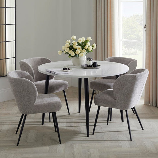 Lot of 7 x Dusk Lila Marble Effect 90cm 2-3 Seater Dining Table in White (ref DUS-APM-MRTW01-B) Total RRP £2443