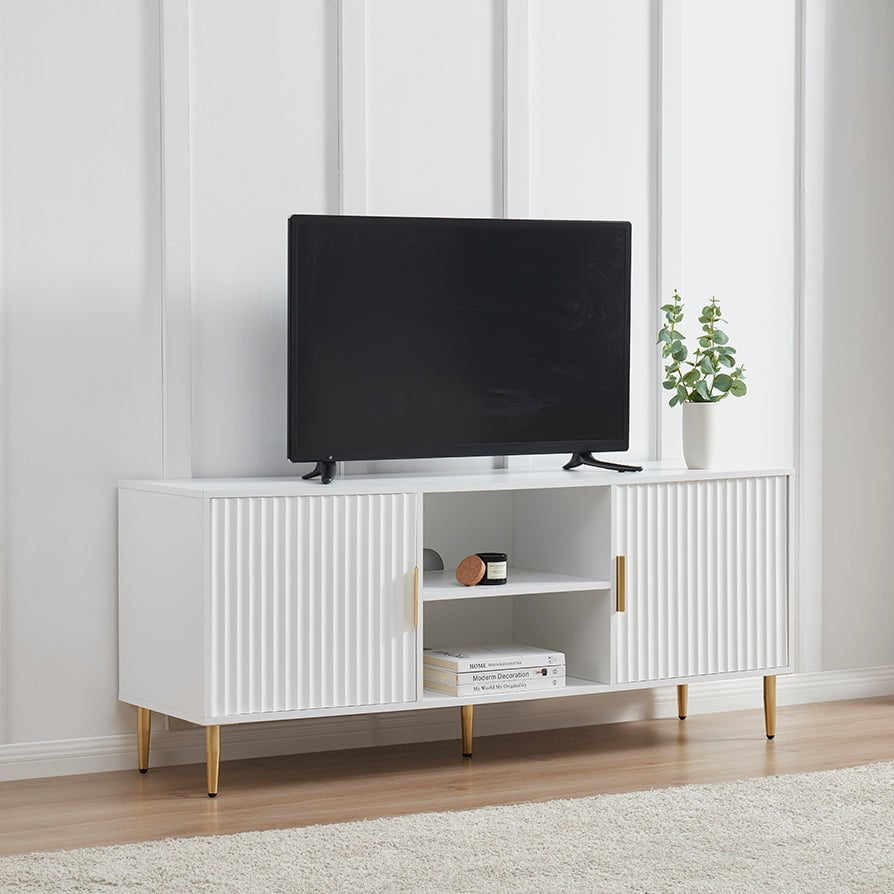 Dusk Evie Matte Warm White & Gold Effect TV Stand