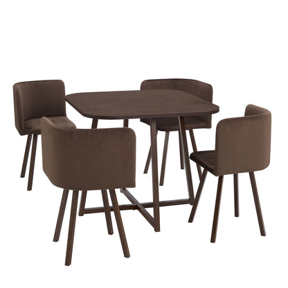 DUS-GOL-09505 Grade-BER Dusk Ava Space Saver 4 Seater Dining Table and Chairs - Cappuccino RRP £329