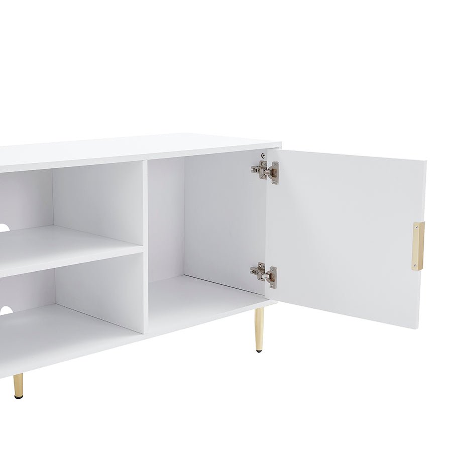 Dusk Evie Matte Warm White & Gold Effect TV Stand