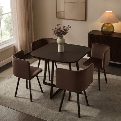 DUS-GOL-09505 Grade-BER Dusk Ava Space Saver 4 Seater Dining Table and Chairs - Cappuccino RRP £329