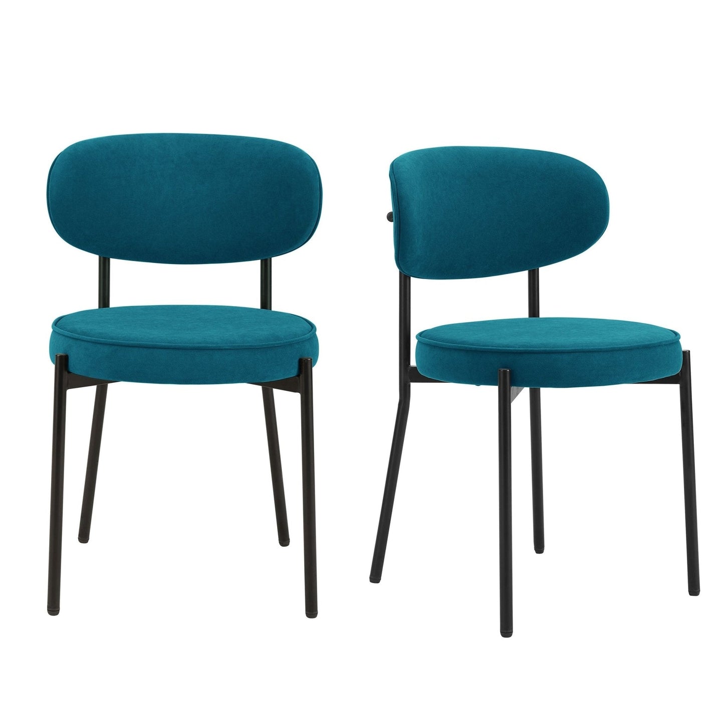 DUS-GOL-00753 Grade-B Dusk Mia Set of 2 Dining Chairs - Matte Velvet - Teal RRP £179