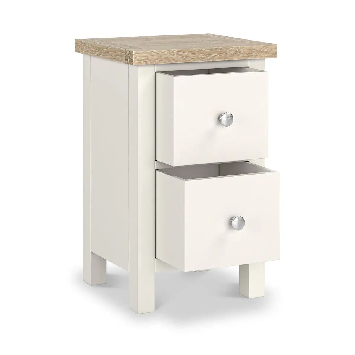 ROS-OUT-00527 Grade-C1 Roseland Furniture Farro Coconut White & Oak Slim Bedside Table RRP £94.95
