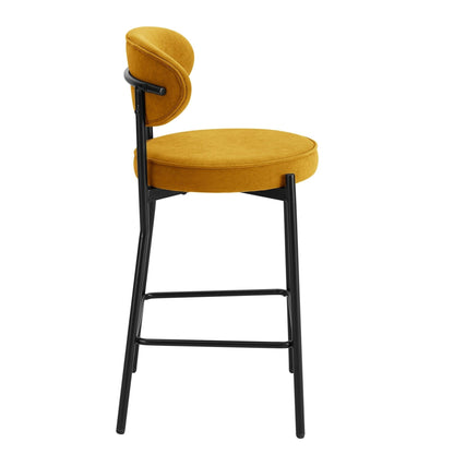 DUS-APM-35634 Grade-B Dusk Mia Set of 2 Barstools - Matte Velvet - Mustard RRP £189
