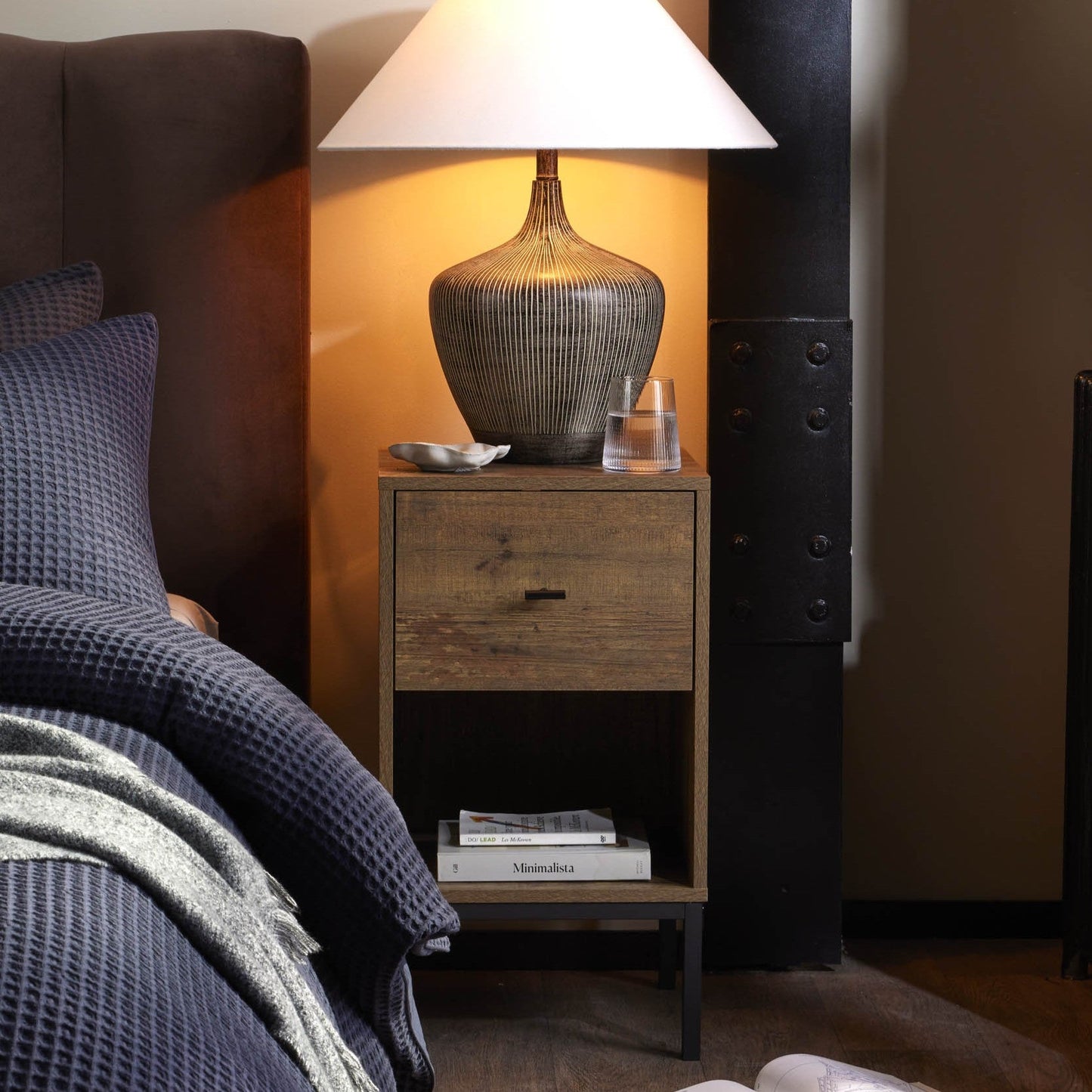 DUS-GOL-03384 Grade-B Dusk Willow 1 Drawer Nightstand - Mango Wood RRP £63