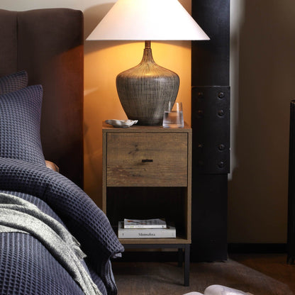 DUS-GOL-03384 Grade-B Dusk Willow 1 Drawer Nightstand - Mango Wood RRP £63