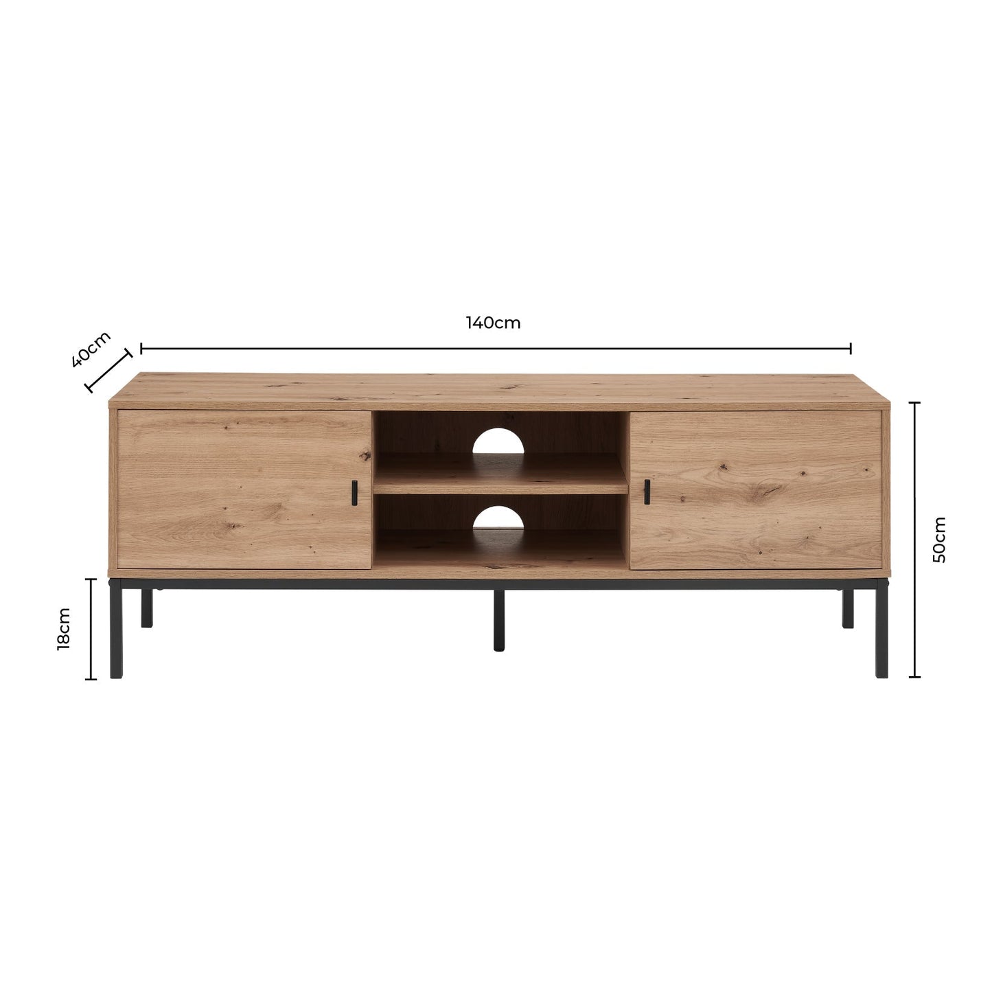 DUS-CC2-04319 Grade-B Dusk Willow 140cm TV Unit - Light Wood RRP £97.00