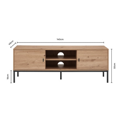 DUS-CC2-04319 Grade-B Dusk Willow 140cm TV Unit - Light Wood RRP £97.00