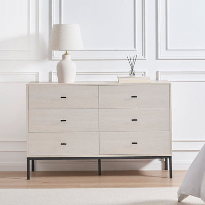 DUS-GOL-04289 Grade-B Dusk Willow 6 Drawer Chest - Light Wood RRP £175