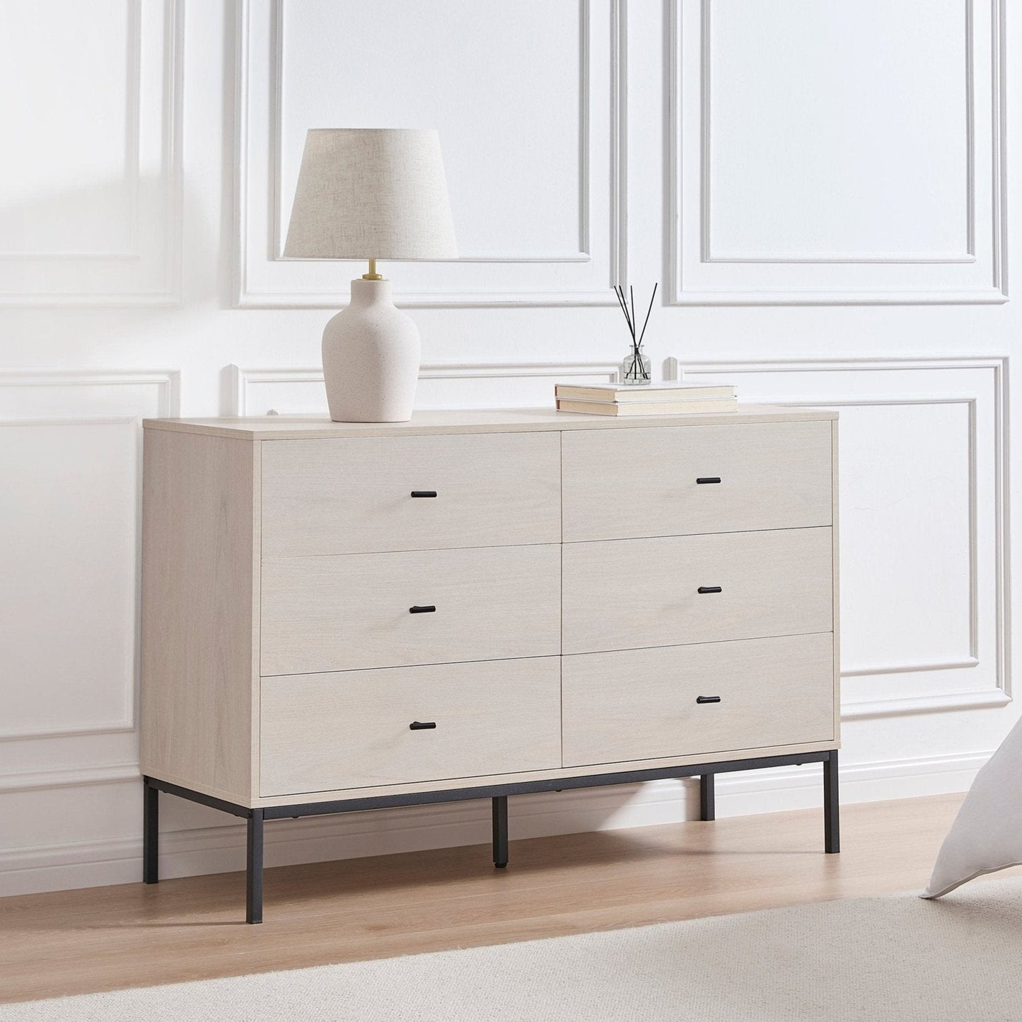 DUS-CC2-03904 Grade-B Dusk Willow 6 Drawer Chest - Light Wood RRP £164.00
