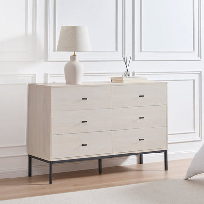 DUS-CC2-03904 Grade-B Dusk Willow 6 Drawer Chest - Light Wood RRP £164.00