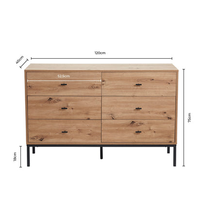DUS-CC2-03904 Grade-B Dusk Willow 6 Drawer Chest - Light Wood RRP £164.00