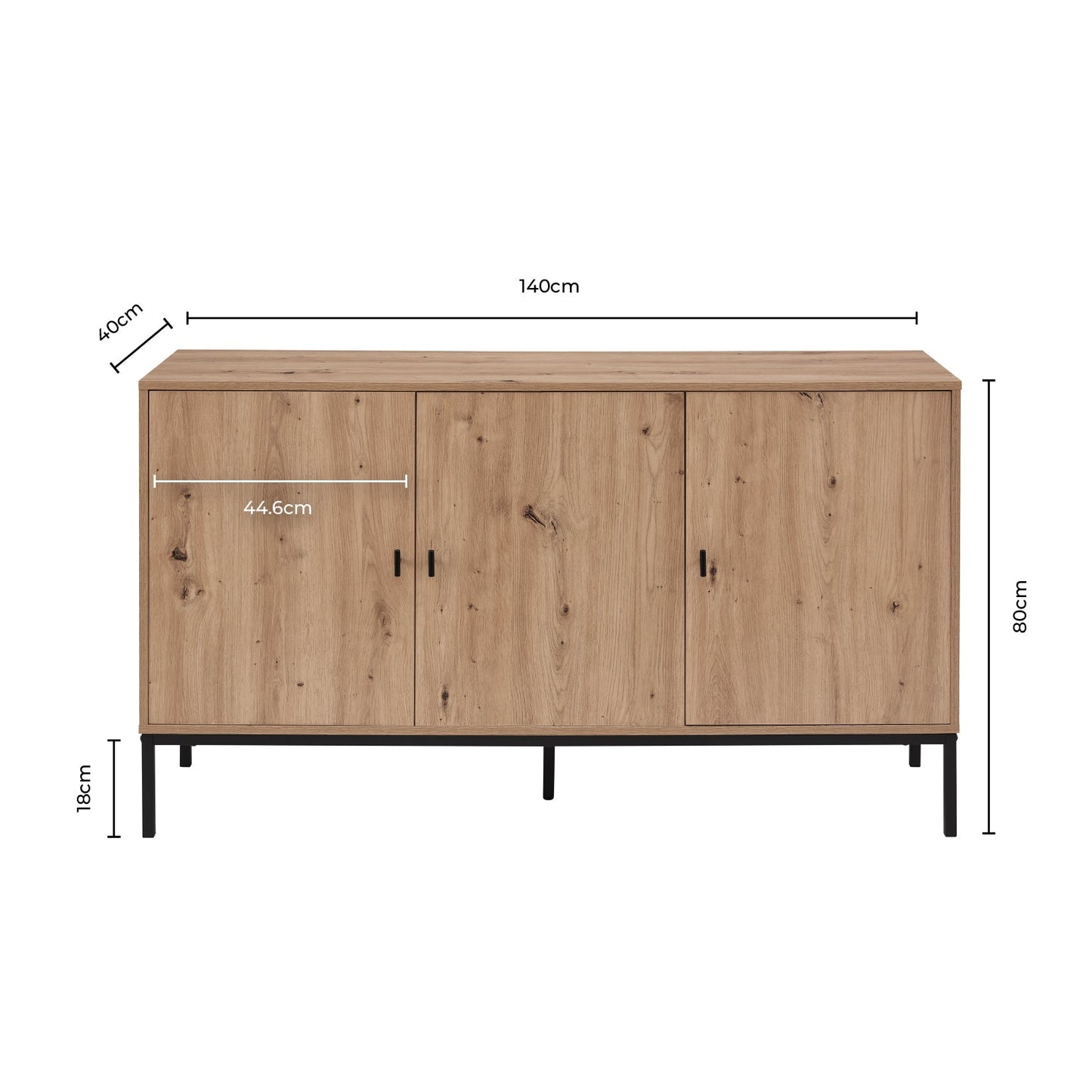 DUS-CC2-03906 Grade-B Dusk Willow Large Sideboard - Light Wood RRP £160.00