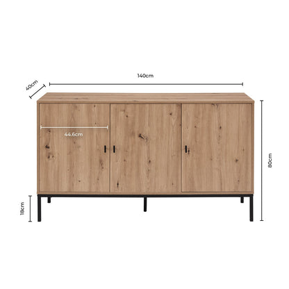 DUS-CC2-03906 Grade-B Dusk Willow Large Sideboard - Light Wood RRP £160.00