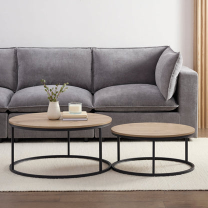 DUS-CC2-03317 Grade-B Dusk Willow Round Nesting Coffee Table - Wood RRP £119.00