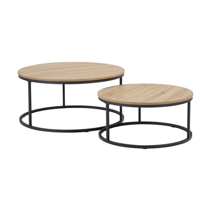 DUS-CC2-03317 Grade-B Dusk Willow Round Nesting Coffee Table - Wood RRP £119.00