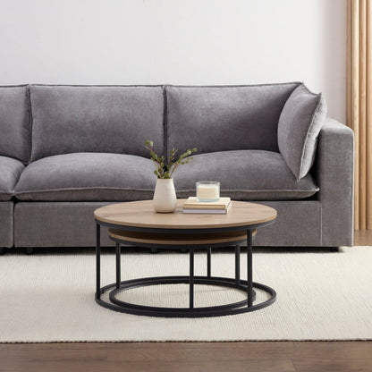 DUS-CC2-03317 Grade-B Dusk Willow Round Nesting Coffee Table - Wood RRP £119.00