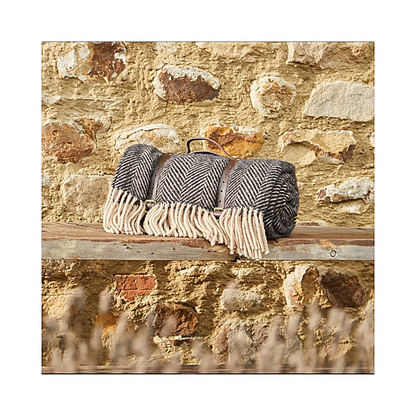 Grade-A Rattan Direct Tweedmill Orion Blue Pure New Wool Picnic Rug RRP £179