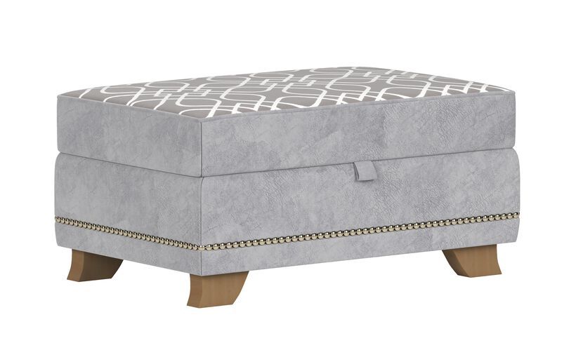 CCG-STO-00485 Grade-B Sovereign Designer Ottoman 8437 Silver Dapple 2 Studs Light Wood RRP £649.00