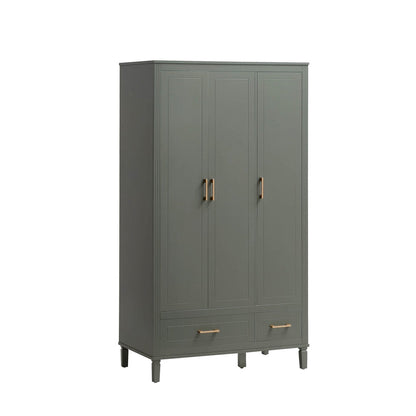 Grade-B Dusk Sienna Vetiver Green 3 Door Triple Wardrobe with Drawers RRP £319