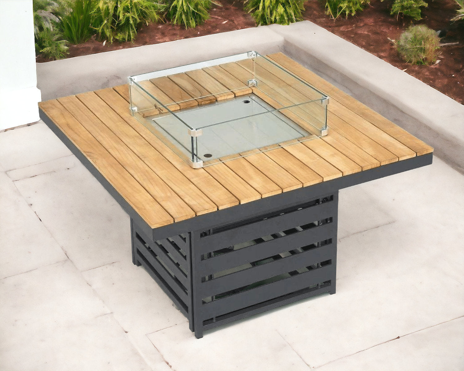 Grade-A Rattan Direct Sequoyah Aluminium & Teak Outdoor Fire Pit Table RRP £949