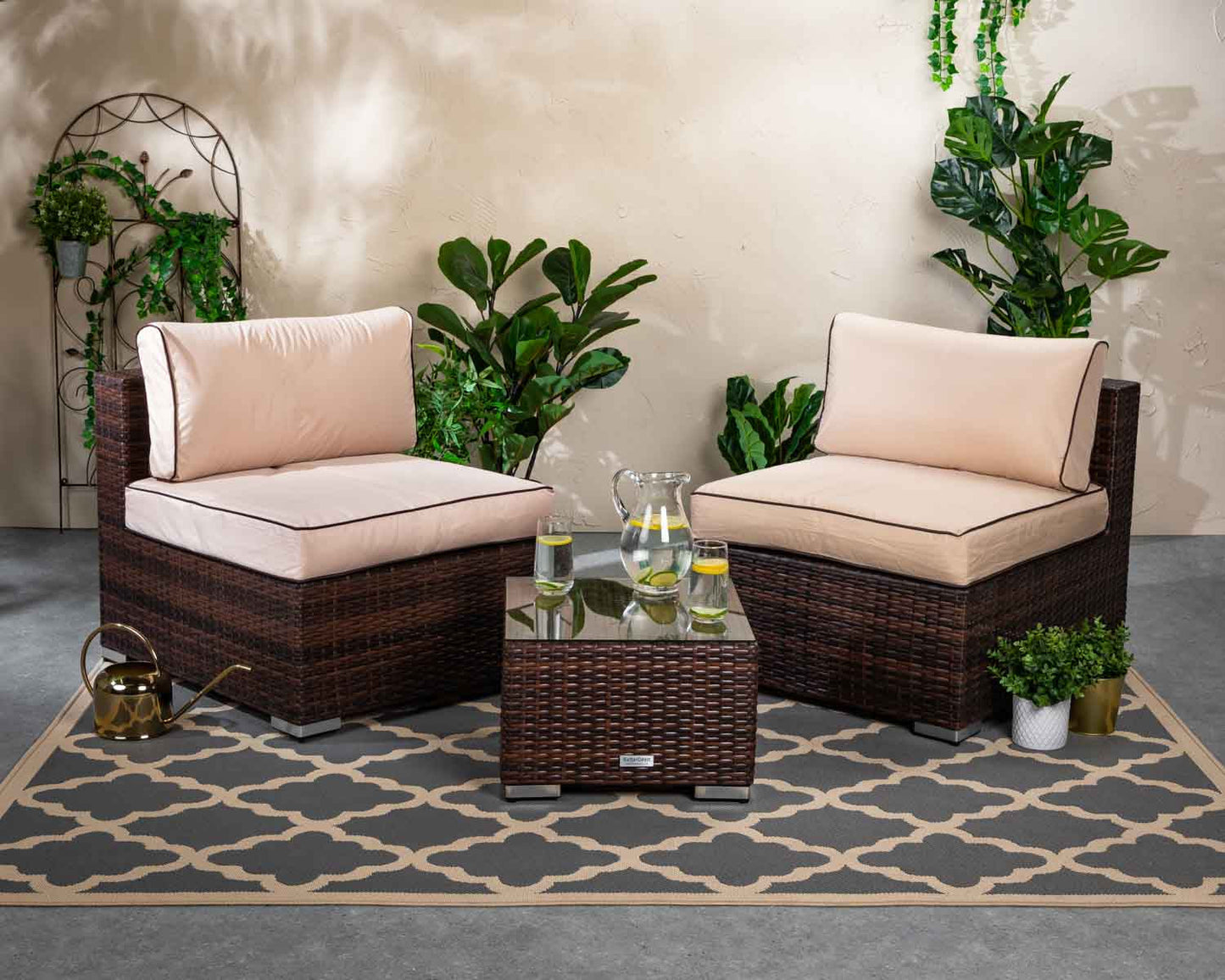 Grade-A Rattan Direct Florida Chocolate & Cream 3 Piece Garden Bistro Set RRP £399