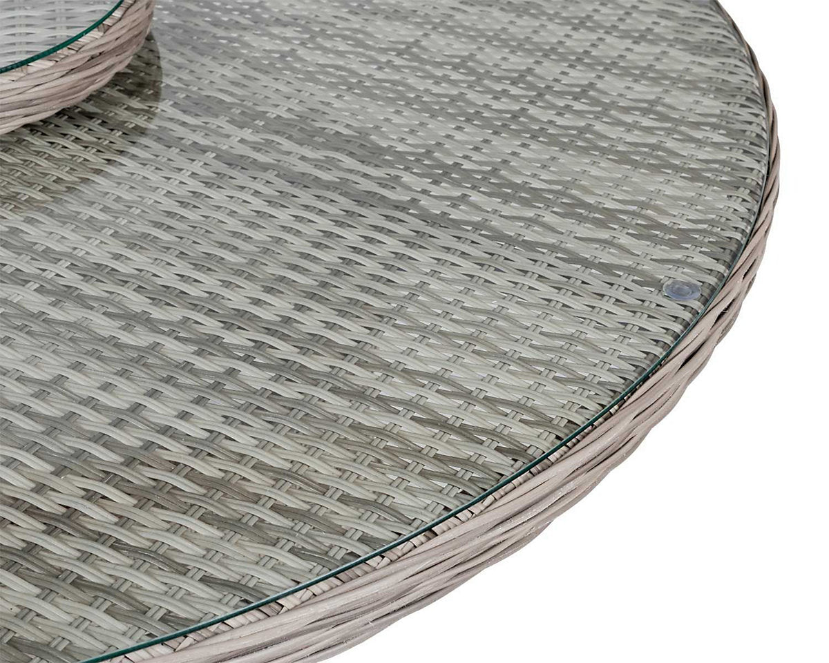 Grade-A Rattan Direct Large Round Grey Garden Dining Table with Lazy Susan RRP £549