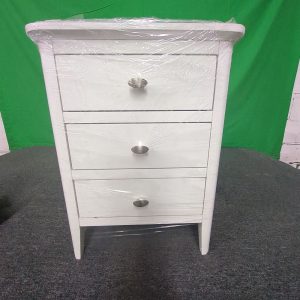 ROS-OUT-00523 Grade-C1 Roseland Furniture Chester White 3 Drawer Bedside Cabinet RRP £144.95