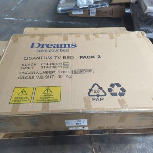 DRE-BED-00130 Grade-C1 Dreams Quantum Upholstered Ottoman TV Bed Frame Small Double Grey RRP £1699.00