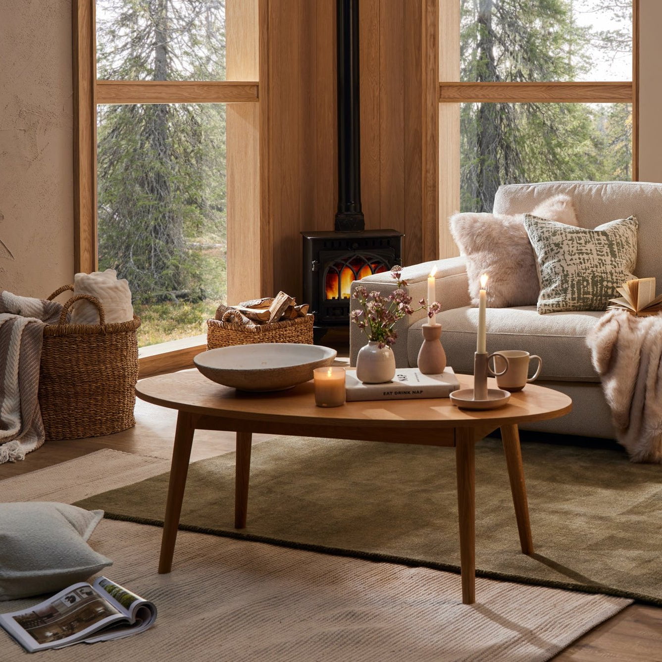 DUS-CC2-04470 Grade-BER Dusk Heidi Solid Oak Oval Coffee Table - Light Wood RRP £209.00