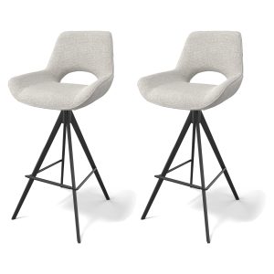 CCG-STO-00764 Grade-C0 In Haus Modulax Matera Mikah Perlino Fabric Set of 2 Swivel Bar Chairs - 102cm RRP £650.00