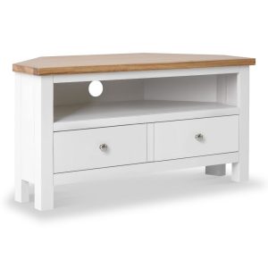 ROS-OUT-01411 Grade-C1 Roseland Furniture Farrow Cream Corner Tv Stand RRP £169.95