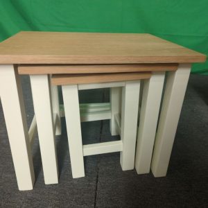 ROS-OUT-01847 Grade-C1 Roseland Furniture Farro Two Tone Nest Of Tables Coconut White RRP £109.95