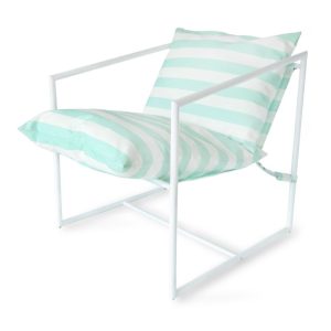 QVC-NEW-00243 Grade-A QVC Garden Stories Sorbet Collection Indoor Outdoor Light Blue Striped Lounge Chair RRP £124.92