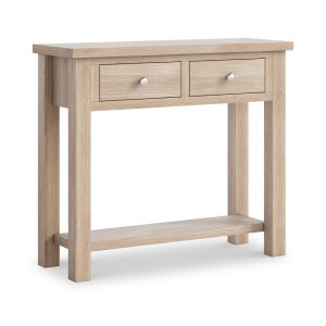 ROS-OUT-01623 Grade-B Roseland Furniture Farrow Washed Oak Console Table RRP £154.95